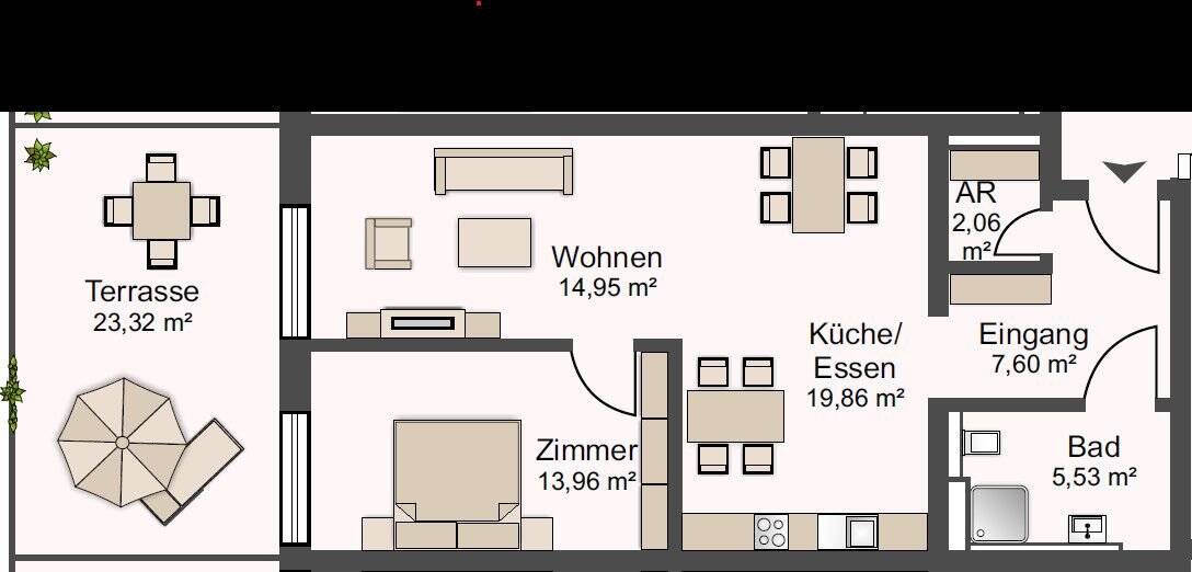 Etagenwohnung Aalen Unterkochen - 2 Zimmer, 75 m&sup2;, 1.059&euro; | Angebot:25701404