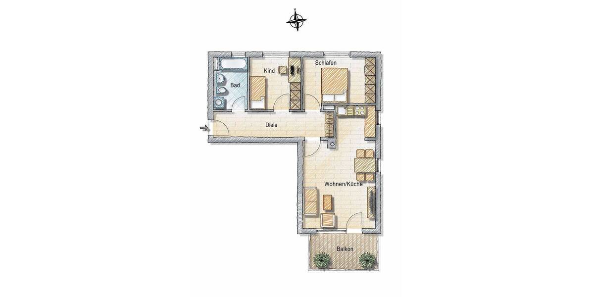 Etagenwohnung Syrgenstein Staufen - 3 Zimmer, 74 m&sup2;, 285.000&euro; | Angebot:26092426