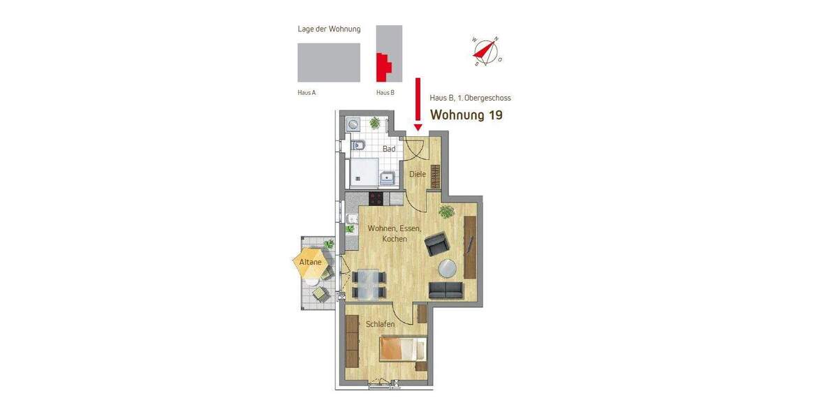 Etagenwohnung Nördlingen - 2 Zimmer, 51 m&sup2;, 334.000&euro; | Angebot:25814078