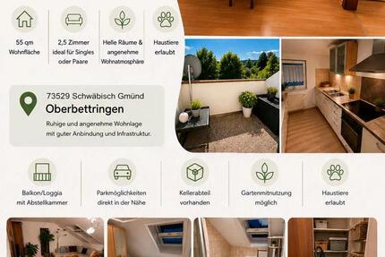 Wohnung Schwäbisch Gmünd Bargau - 2.5 Zimmer, 55 m&sup2;, 670&euro; | Angebot:27580494