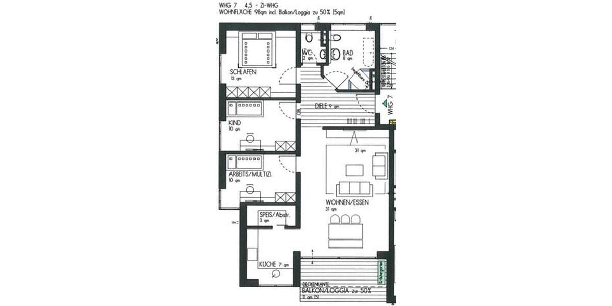 Etagenwohnung Lauchheim - 4.5 Zimmer, 98 m&sup2;, 1.110&euro; | Angebot:25253302