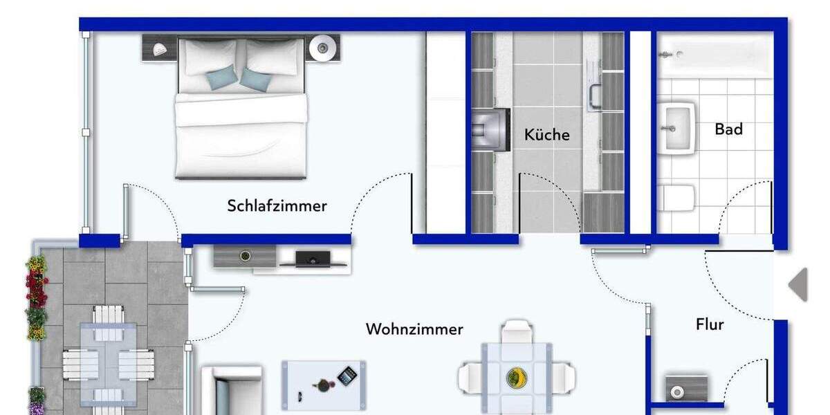 Etagenwohnung Schwäbisch Gmünd Bettringen - 2 Zimmer, 60 m&sup2;, 129.000&euro; | Angebot:25687050
