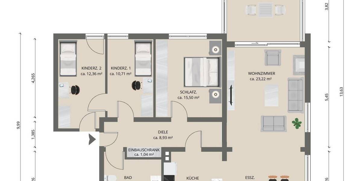 Etagenwohnung Schwäbisch Gmünd Straßdorf - 4 Zimmer, 113 m&sup2;, 334.000&euro; | Angebot:25957456