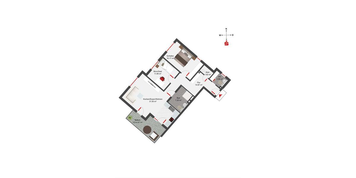 Etagenwohnung Nördlingen - 3 Zimmer, 92 m&sup2;, 980&euro; | Angebot:26598280