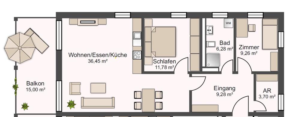 Etagenwohnung Aalen Unterkochen - 3.5 Zimmer, 84 m&sup2;, 1.265&euro; | Angebot:23429004