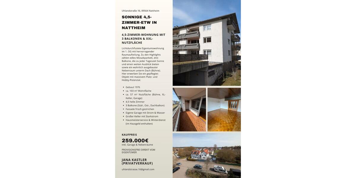 Etagenwohnung Nattheim - 4.5 Zimmer, 103 m&sup2;, 259.000&euro; | Angebot:25962004