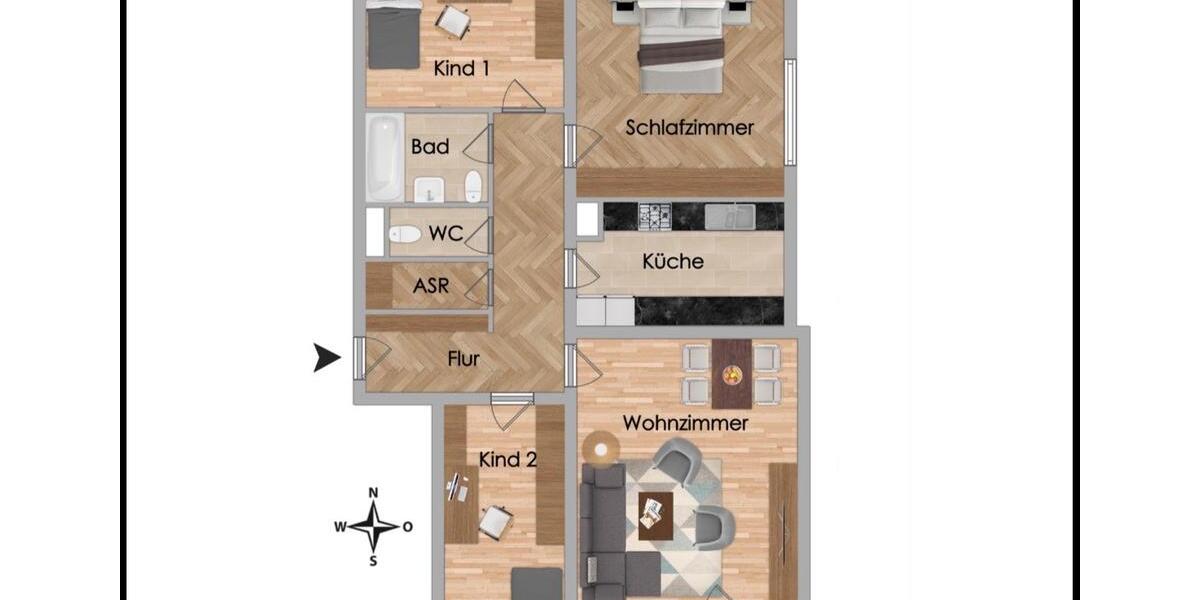 Etagenwohnung Durlangen - 4 Zimmer, 98 m&sup2;, 950&euro; | Angebot:25853837