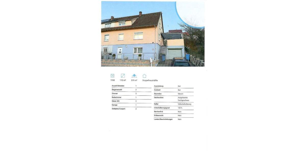 Doppelhaushälfte Aalen Unterkochen Unterkochen - 5 Zimmer, 110 m&sup2;, 400.000&euro; | Angebot:25772443