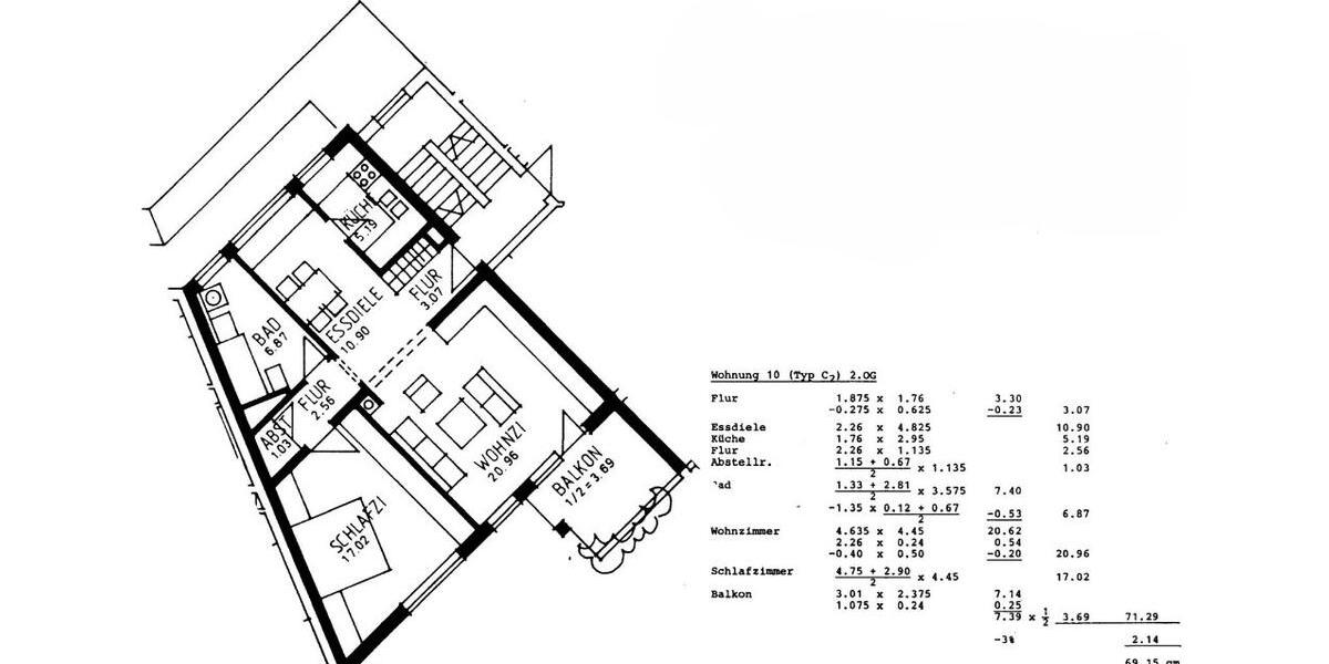 Etagenwohnung Heidenheim an der Brenz - 2.5 Zimmer, 69 m&sup2;, 730&euro; | Angebot:27550074