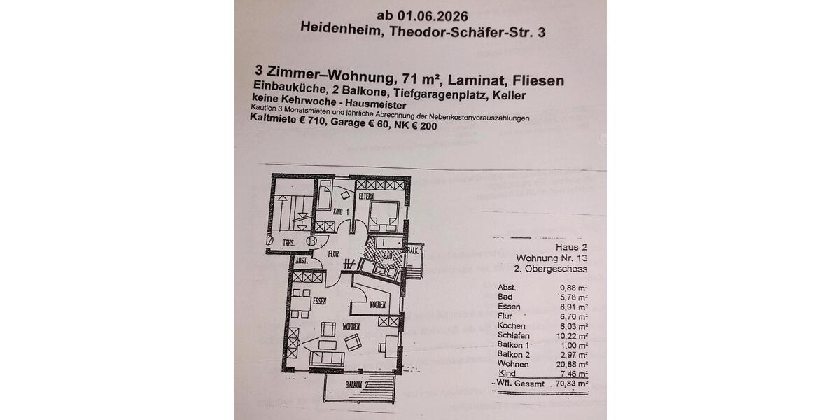 Etagenwohnung Steinheim am Albuch - 3 Zimmer, 71 m&sup2;, 710&euro; | Angebot:25942997