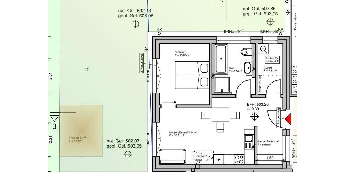Etagenwohnung Ellwangen (Jagst) - 2 Zimmer, 51 m&sup2;, 760&euro; | Angebot:25987942