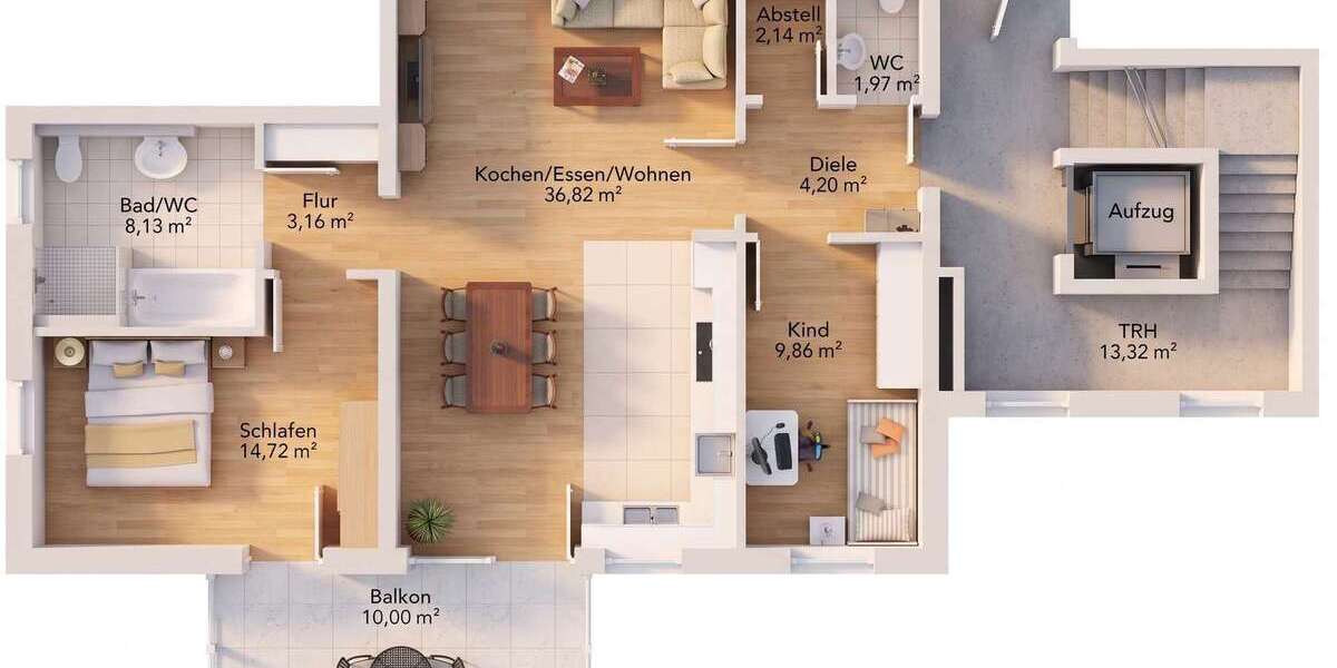 10% Rabatt bis Ende August! Neubauprojekt „Panoramablick“ 3,5 Zi. Wohnung mit Balkon Aufzug & TG - Etagenwohnung Göggingen | Angebot:27532451