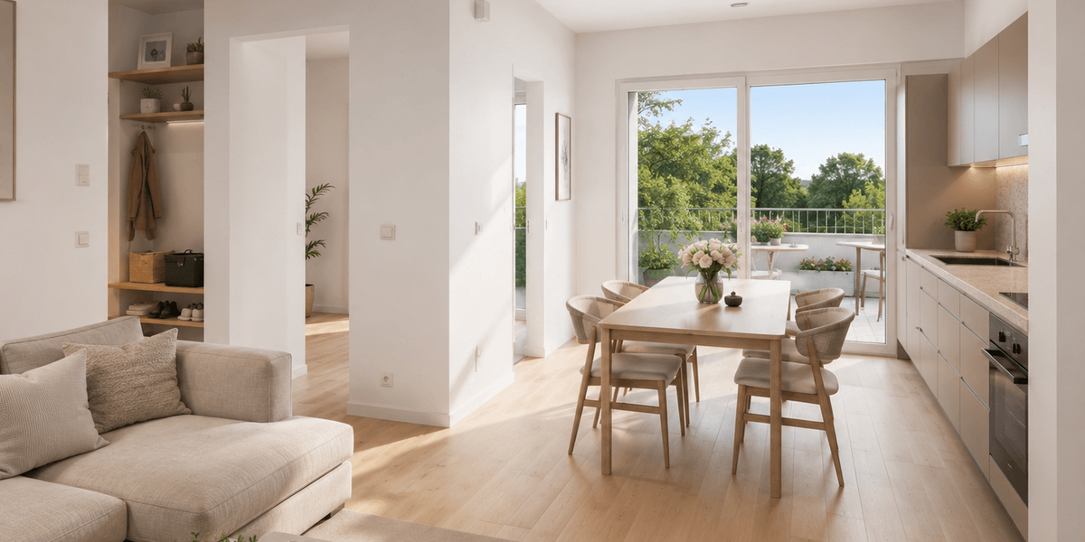 10% Rabatt bis August! Neubauprojekt „Panoramablick“ 3,5 Zi. Wohnung mit Balkon Aufzug & TG - Etagenwohnung Göggingen | Angebot:27532447