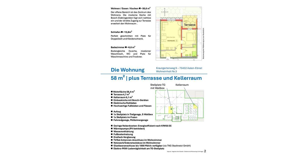 Erdgeschoßwohnung Aalen Ebnat - 1 Zimmer, 58 m&sup2;, 1.140&euro; | Angebot:27604322