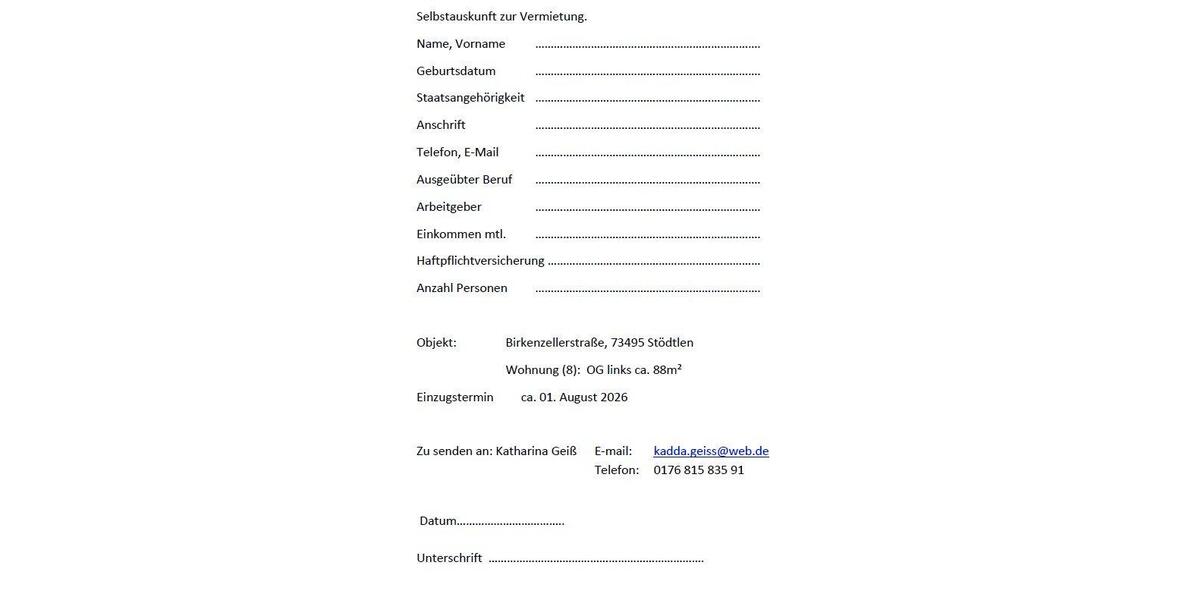 Einfamilienhaus Stödtlen - 3.5 Zimmer, 85 m&sup2;, 910&euro; | Angebot:26689022