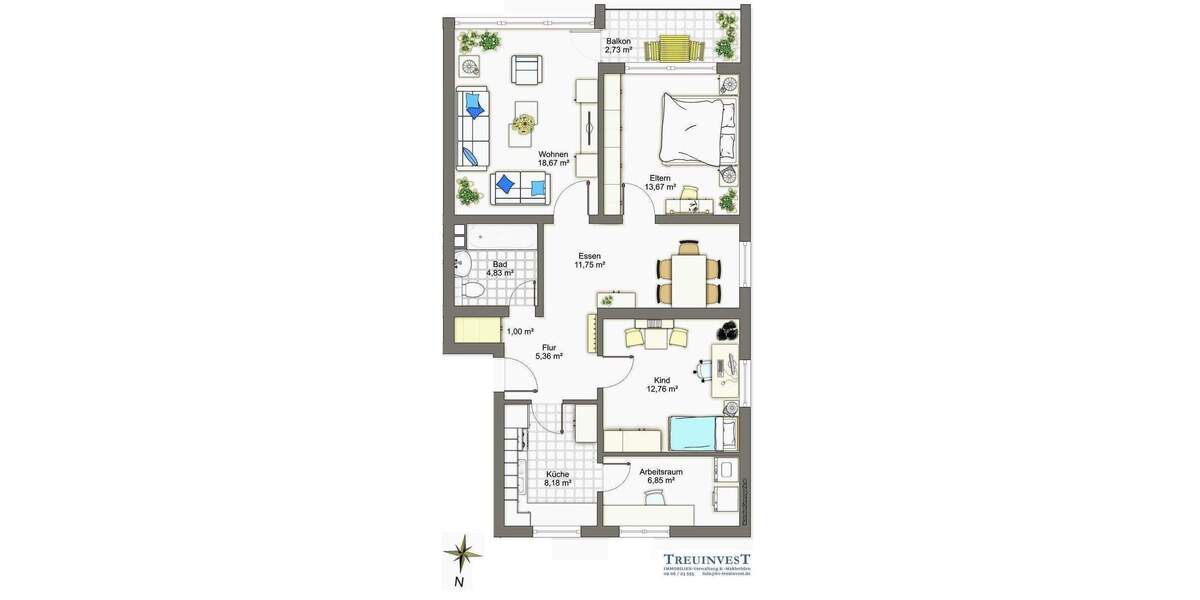 Etagenwohnung Nördlingen - 3 Zimmer, 84 m&sup2;, 735&euro; | Angebot:25674100