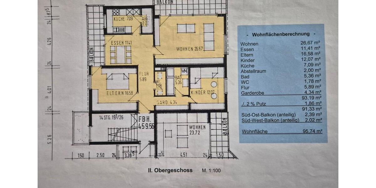 Etagenwohnung Aalen Unterkochen - 3.5 Zimmer, 95 m&sup2;, 280.000&euro; | Angebot:25408184