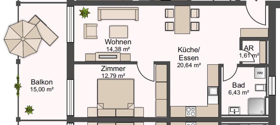 Etagenwohnung Aalen Unterkochen - 2.5 Zimmer, 63 m&sup2;, 949&euro; | Angebot:23476009