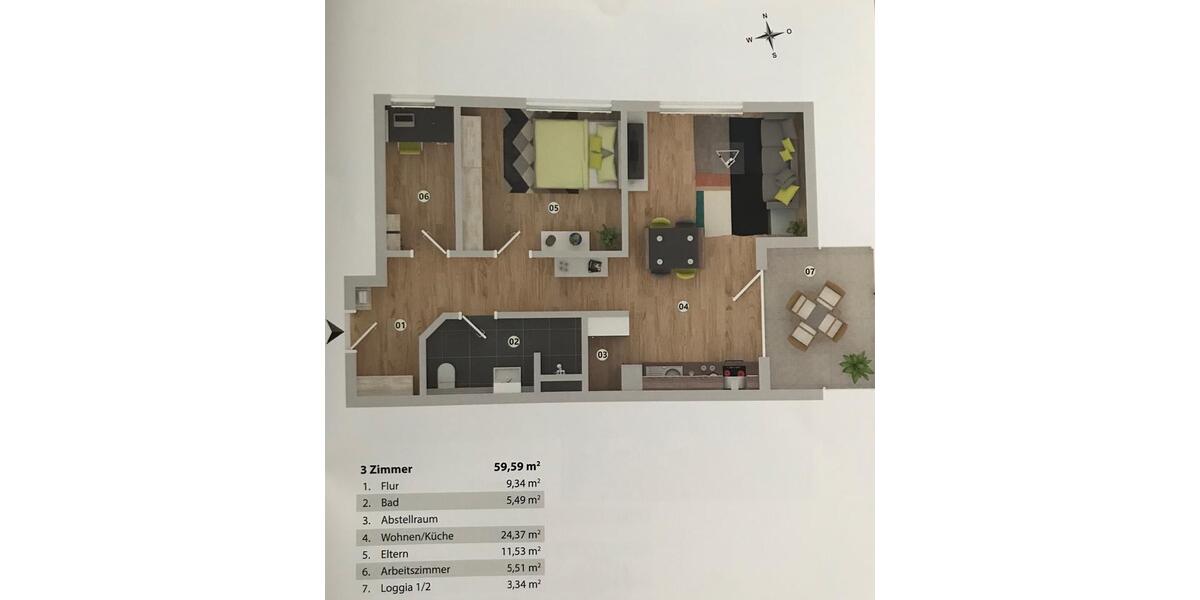 Etagenwohnung Ellwangen (Jagst) - 2.5 Zimmer, 60 m&sup2;, 330.000&euro; | Angebot:25172688