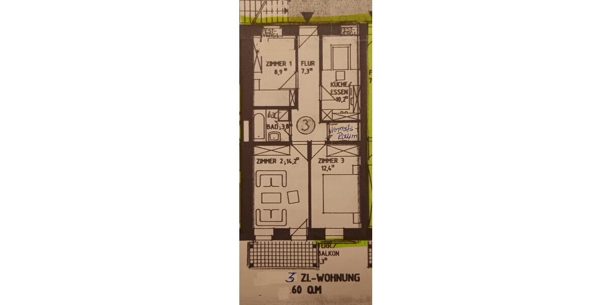 Erdgeschoßwohnung Bopfingen - 3 Zimmer, 60 m&sup2;, 600&euro; | Angebot:25902070