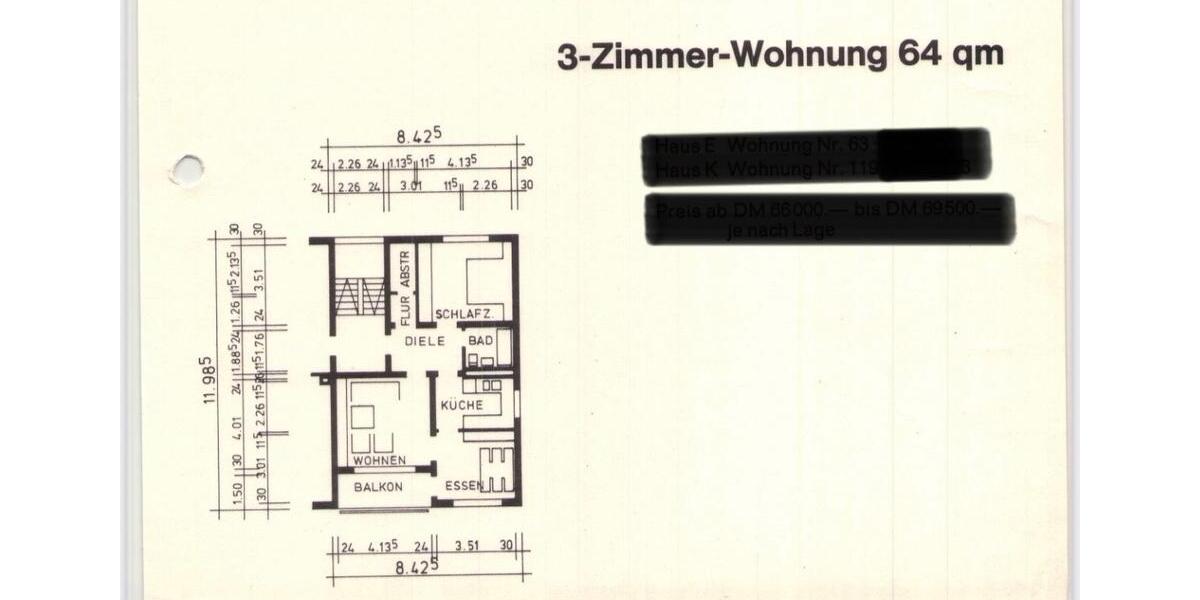 Etagenwohnung Aalen Dewangen - 3 Zimmer, 64 m&sup2;, 235.000&euro; | Angebot:26244801