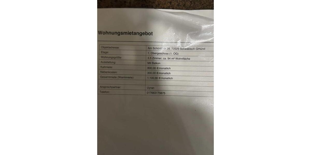 Etagenwohnung Schwäbisch Gmünd - 1 Zimmer, 95 m&sup2;, 1.100&euro; | Angebot:24966172